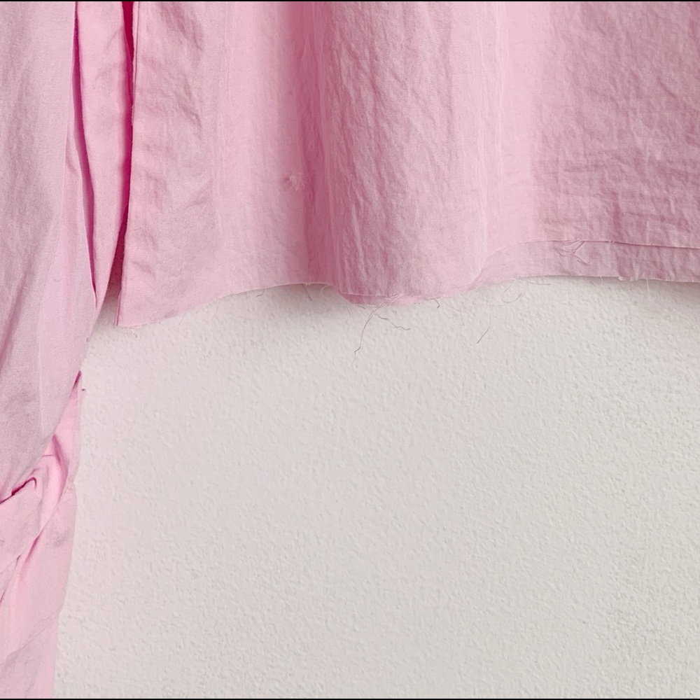 pastel pink ruffled raw hem cropped blouse - Picture 3 of 6